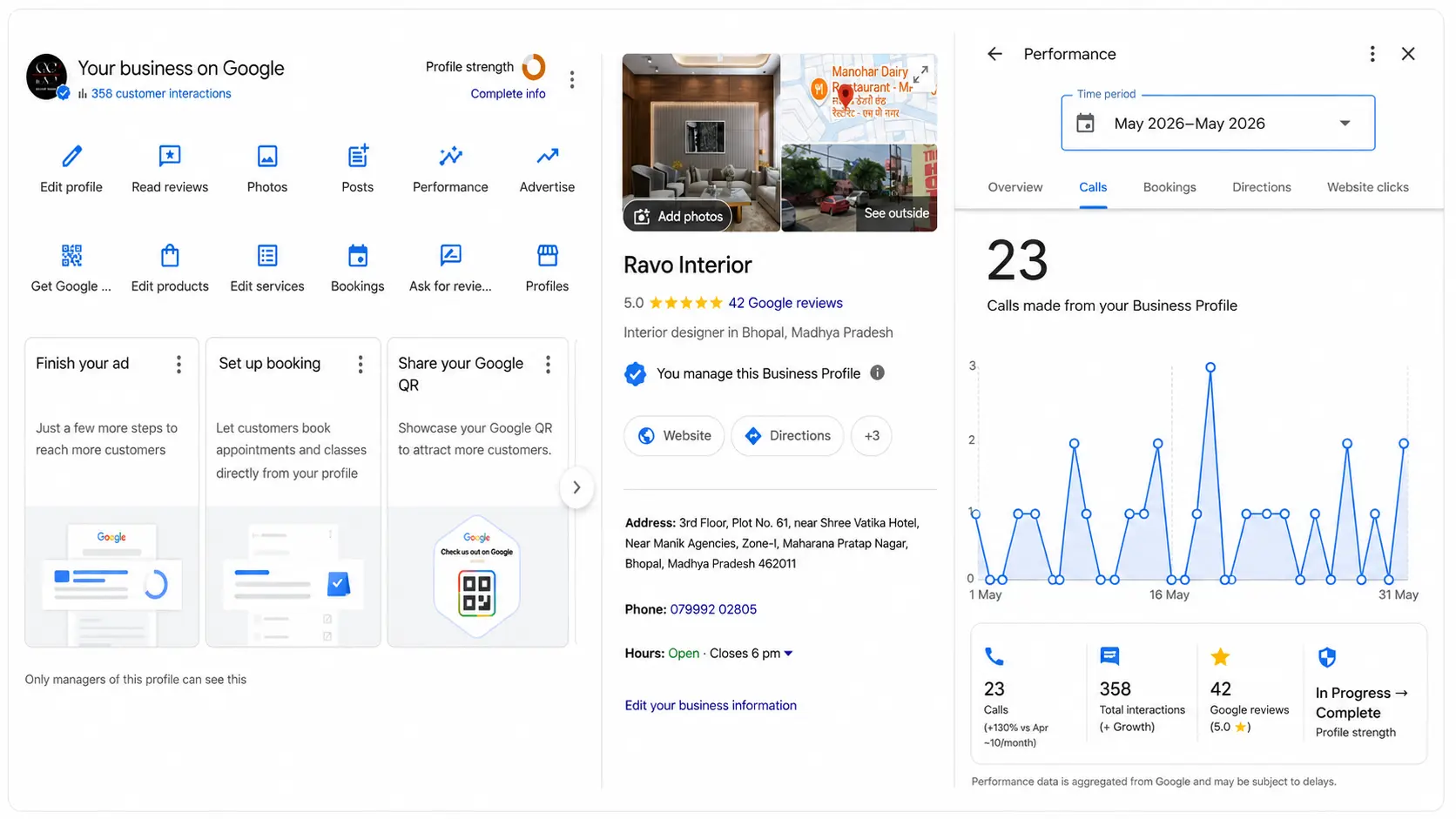 Google business profile and performance report